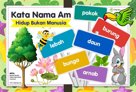 Bagi kata nama am tak hidup bukan institusi abstrak tak berbilang tidak boleh disertai dengan kata bilangan contohnya perkataan cuaca, keindahan, kejujuran, kemahuan, roh, udara. Kata Nama Am Hidup Bukan Manusia | Cikgu Ayu dot My