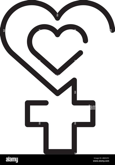 Female Gender Symbol With Heart Shape Over White Background Line Style Icon Vector