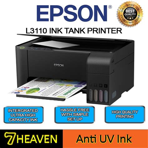 Reliable print heads also provide excellent printing results. Epson L3110 ECOTANK All-In-One Tank System Printer ...