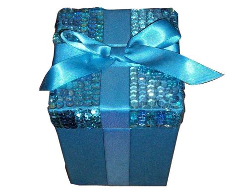 Turquoise Sequin Satin Gift Box Keep All Decorative Boxes