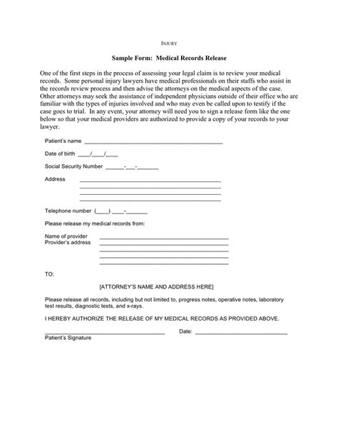 Medical Records Release Form In Word And Pdf Formats