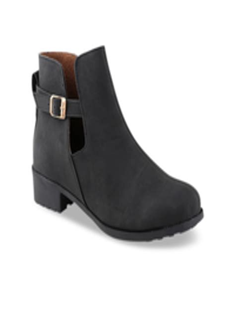 Buy Shoetopia Women Black Solid Heeled Boots Boots For Women 12960976
