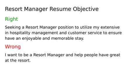 Top 16 Resort Manager Resume Objective Examples Resumecat