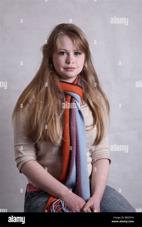 Cute Blonde Teenage Girl Of Seventeen Youth Social Issue Series Stock