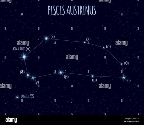 Piscis Austrinus The Southern Fish Constellation Vector Illustration