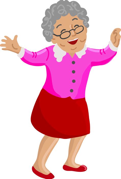 Happy Old Woman Cartoon