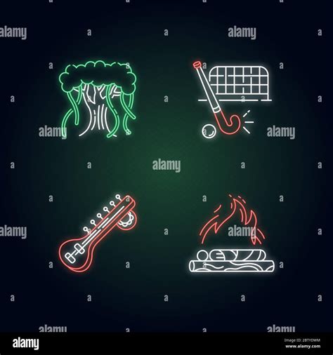 Indian culture neon light icons set Stock Vector Image & Art - Alamy