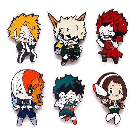 6pcsset Japanese Anime Enamel Pins Midoriya Izuku My Hero Brooch