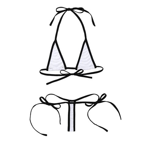 Sexy Women Sheer Lingerie Bikini Set Bra Tops Micro Thongs Bathing Suit