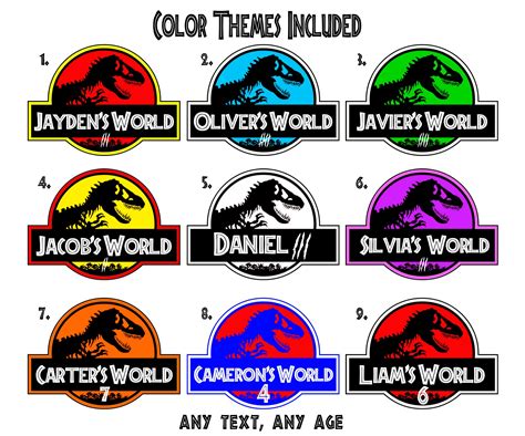 Editable Jurassic World Logo Custom Jurassic Park Personalized Etsy