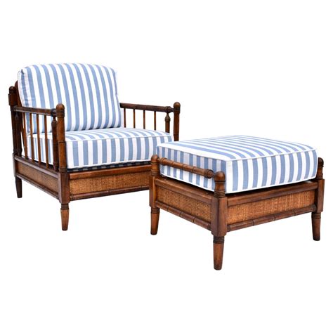 Broyhill Premier British Colonial Style Chair And Ottoman At 1stdibs