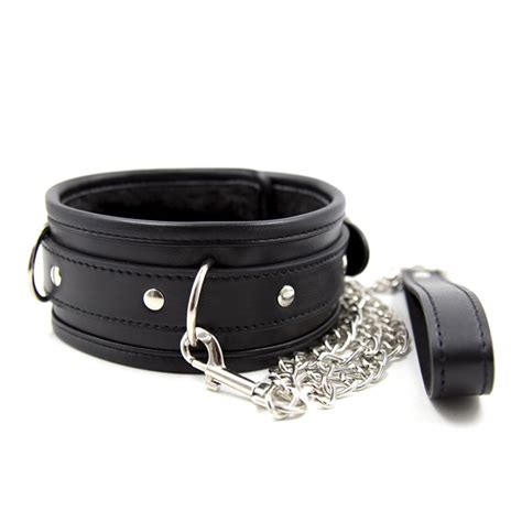 buy bdsm collar with chain pu leather slave collar for women female collar