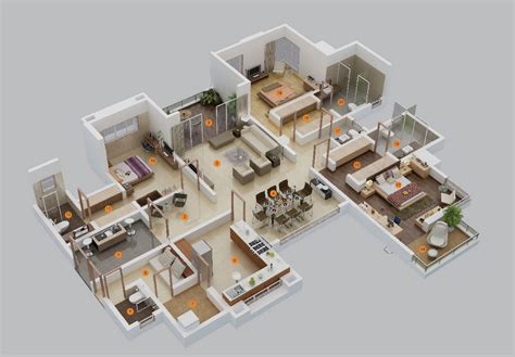 50 Three 3 Bedroom Apartmenthouse Plans Architecture And Design