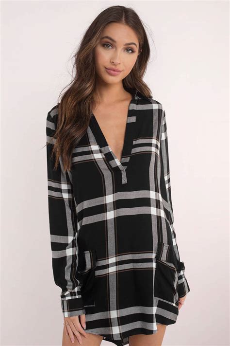 Unlike other plaid dress like the red and black plaid dress, the black and white checkered dress is slight less boyish and more elegant. Shift Dresses | White Shift Dresses, Long Sleeve Printed ...