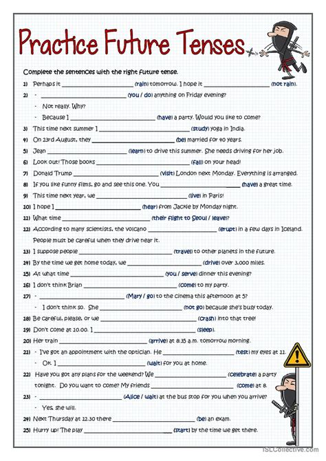 B Future Verb Tenses Practice English Esl Worksheets Pdf Doc