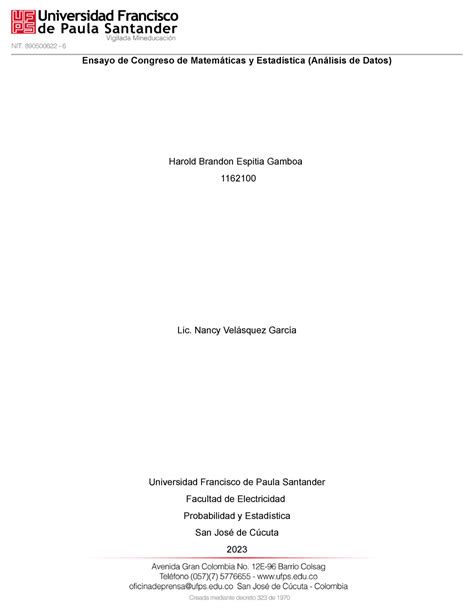 Ensayo Matematico Y Estadistico Ensayo De Congreso De Matemáticas Y