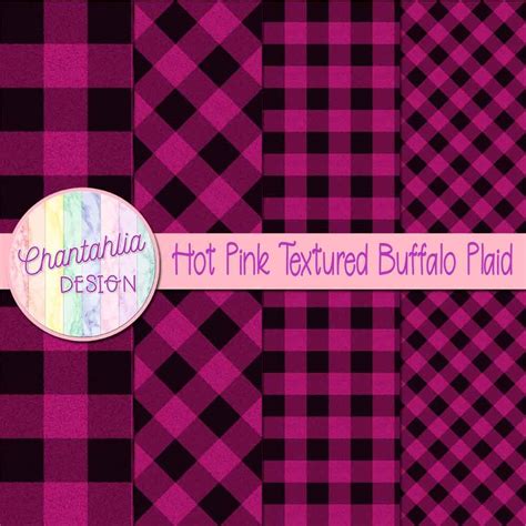 Free Digital Papers Featuring Hot Pink Textured Buffalo Plaid Designs