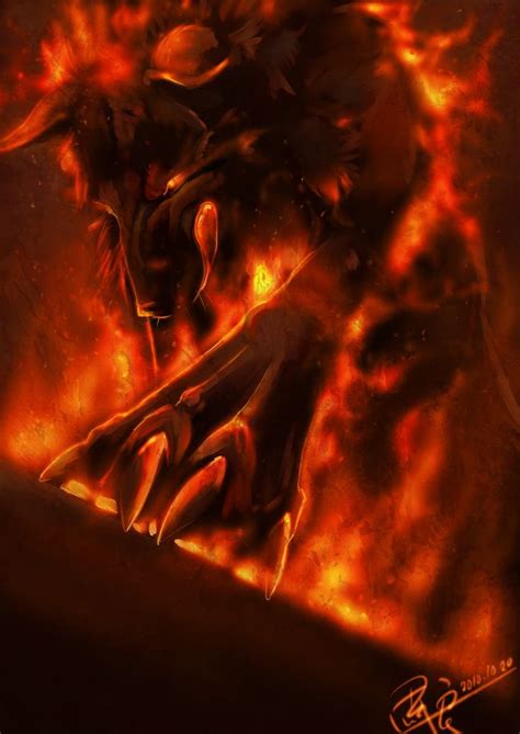 Flames Anger Demon Wolf Fantasy Wolf Anime Wolf
