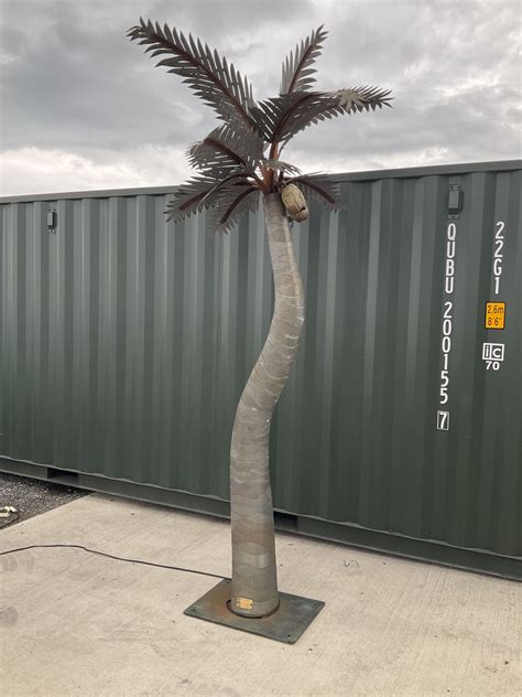 Designer Palms Shaped Metal Full Size Palm Tree Double Curved Trunk