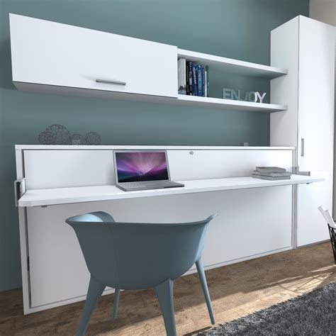 Shop chic mobile letto singolo a scomparsa con materasso alta densità e rete a doghe struttura girevole finitura rovere tabacco. Letto singolo a scomparsa con scrivania per ragazzi Pronto