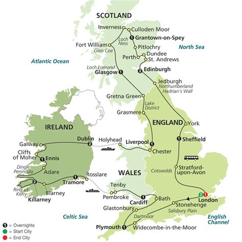 You can see them on the map. England, Ireland, Scotland & Wales Budget Tours - Cosmos ...