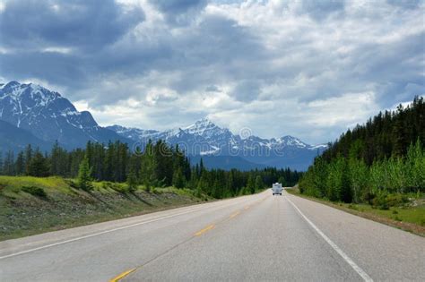 Highway In Rocky Mountains Stock Photo Image Of Jasper 20675570