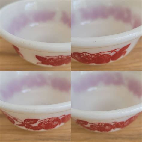 Vintage Hazel Atlas Red Strawberries Milk Glass Mixing Bowl Etsy
