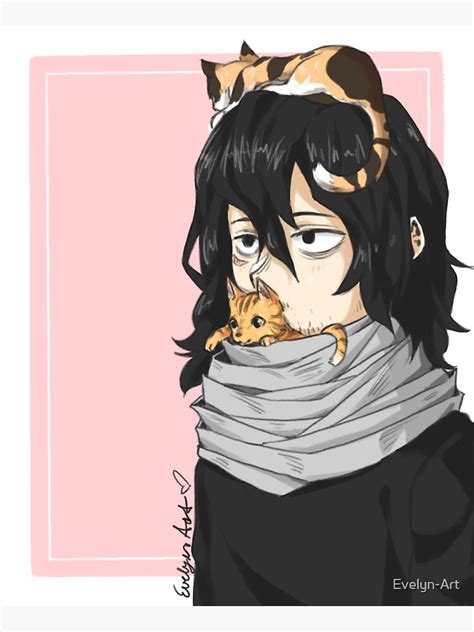 Aizawa With Some Cats Sticker By Evelyn Art Redbubble