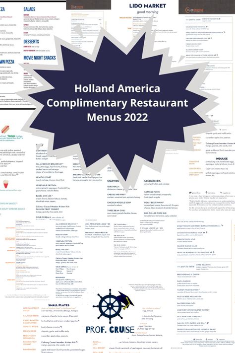 Holland America Dining Menus 2022 Holland America Holland America
