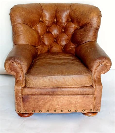 These large, cushioned chairs usually come in leather, adding a luxury layer of relaxation to any one way furniture offers a variety of contemporary and antique club chairs for various types of homes. Ralph Lauren Distressed Writers Leather Club Chair at 1stdibs