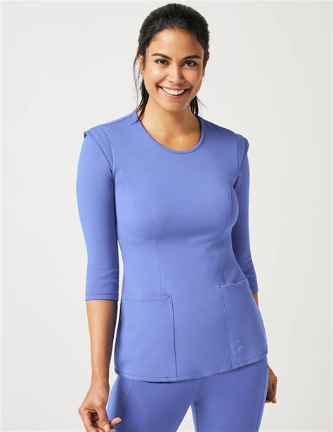 Cap Sleeve Top In Ceil Blue Medical Scrubs By Jaanuu