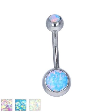 Premium Titanium Opal Belly Barbell 14g Bodymods Jewelry
