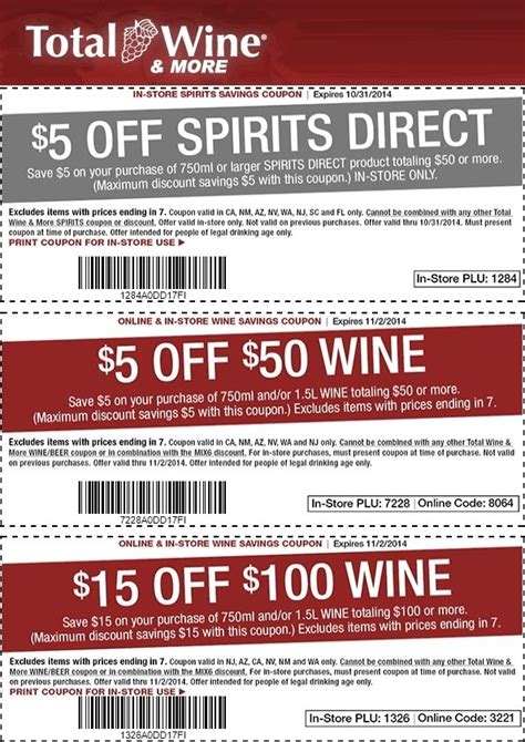 Gift card terms and conditions are subject to change by total wine, please check total wine website for more details. Total Wine Printable Coupons 2018