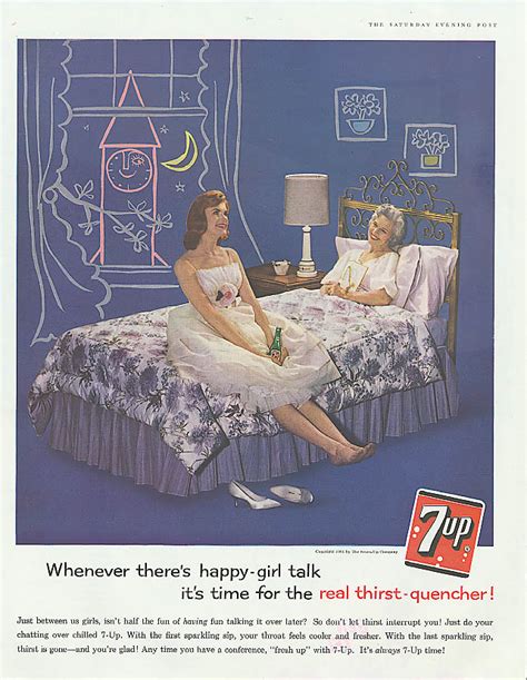 happy girl talk 1961 7up ad girl and mom after date