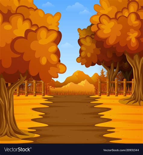Cartoon Autumn Landscape With Mountains Royalty Free Vector
