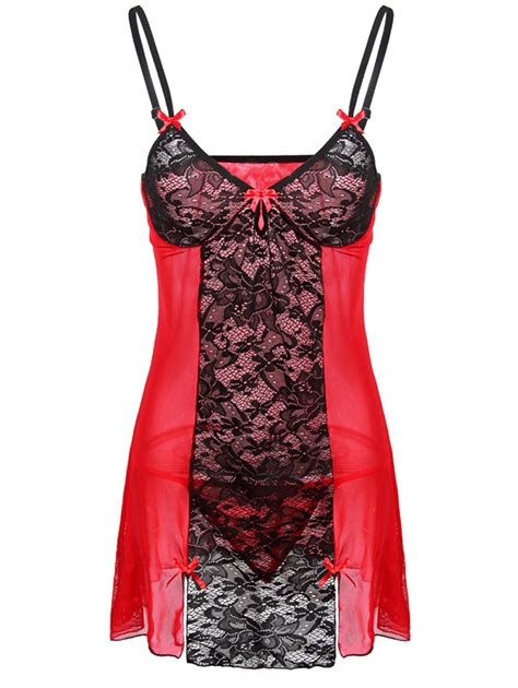 Robe De Nuit Nuisette Lingerie Sexy Epaule à Bretelle De Grande Taille Pour Femme En Red