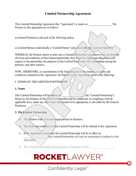 Free Limited Partnership Agreement Template Rocket Lawyer