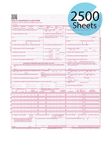 Ub 04 Cms 1450 Health Hospital Insurance Claim Form Laser 8 12 X 11