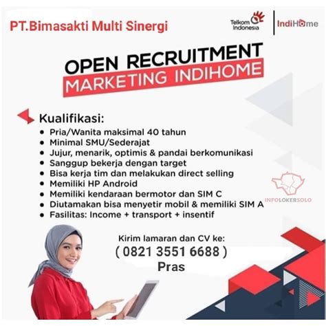 Temukan lowongan kerja terbaik dan karier impianmu bersama glints! Lowongan Kerja Marketing Indihome di Solo - INFO LOKER SOLO