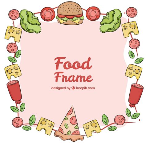 Free Vector Delicious Food Frame With Hand Drawn Style