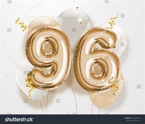 Happy 96th Birthday Gold Foil Balloon Stock Illustration 1810352359