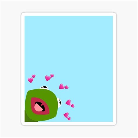 Kermit Heart Crown Blue Background Sticker For Sale By Designsbybab