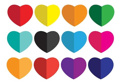 Premium Vector Set Of Flat Colorful Heart Shapes