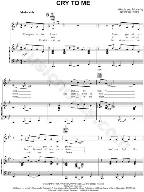 Cry To Me From Dirty Dancing Sheet Music In Bb Major Transposable