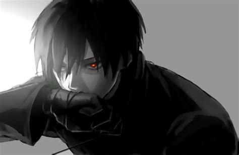 Male protags also lack eyes. anime boy dark hair, red eyes | anime | Pinterest | Anime, Red eyes and Manga