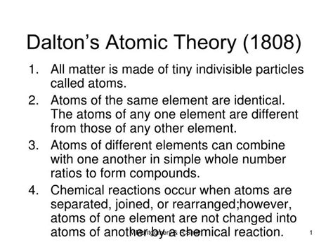 Ppt Daltons Atomic Theory 1808 Powerpoint Presentation Free