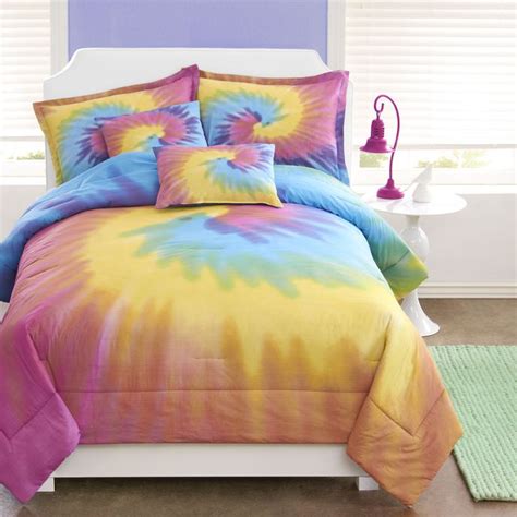 Wash in warm water with a mild detergent, rinse and dry. Girls Rainbow Tie Dye Comforter & Sham Bedding Set