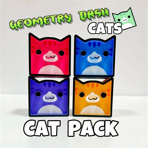 Cat Pack Geometry Dash Toys 3d Printed Cubes Geometry Dash Icons