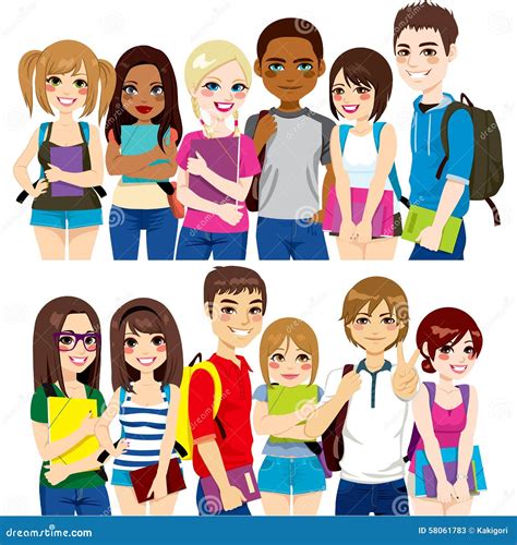 Group Of Students Stock Vector Illustration Of College 58061783