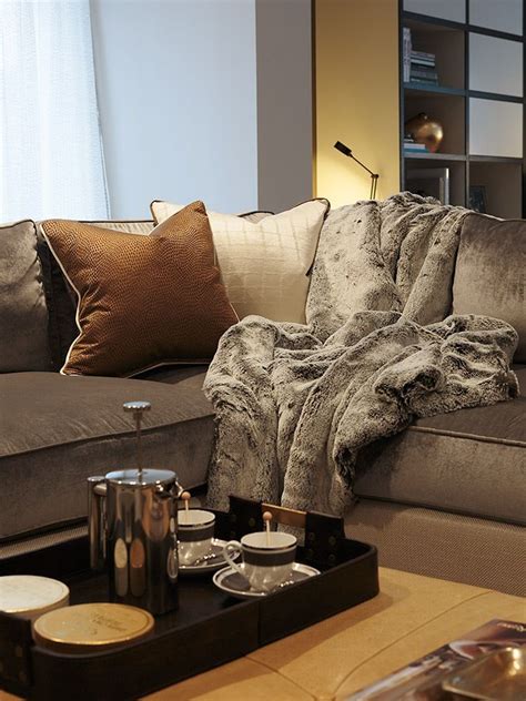 Vqtvqtt fleece throw blanket for couch sofa or bed throw size, soft fuzzy plush blanket, luxury flannel lap blanket, super cozy and comfy for all seasons(wine , 50 x 60) 4.7 out of 5 stars 18 $10.29 $ 10. RWID - Velvet sofa with a fur throw | Interior design ...